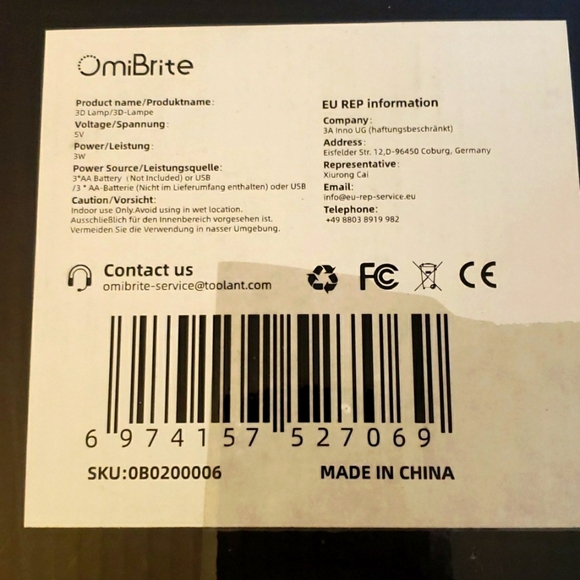 OmiBrite 3D Illusion Unicorn Night Light with 3 Flashing Modes - Picture 6 of 6